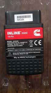 Black inline filter with red and white text on a clear background