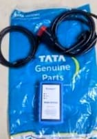 Tata genuine parts packaging with a black cable on a white background
